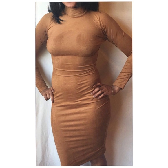 Lace Me Up Camel Suede Dress - Picture 3 of 4